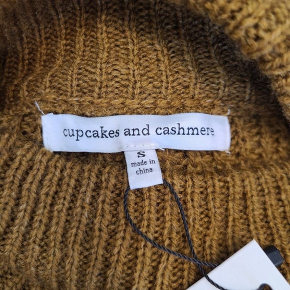 Cupcakes and Cashmere Griffith Vintage Gold Green Chunky Knit Sweater Small - Picture 11 of 15